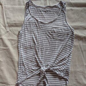 Rebellious One Tie-Front White Stripe Tank Top (small)